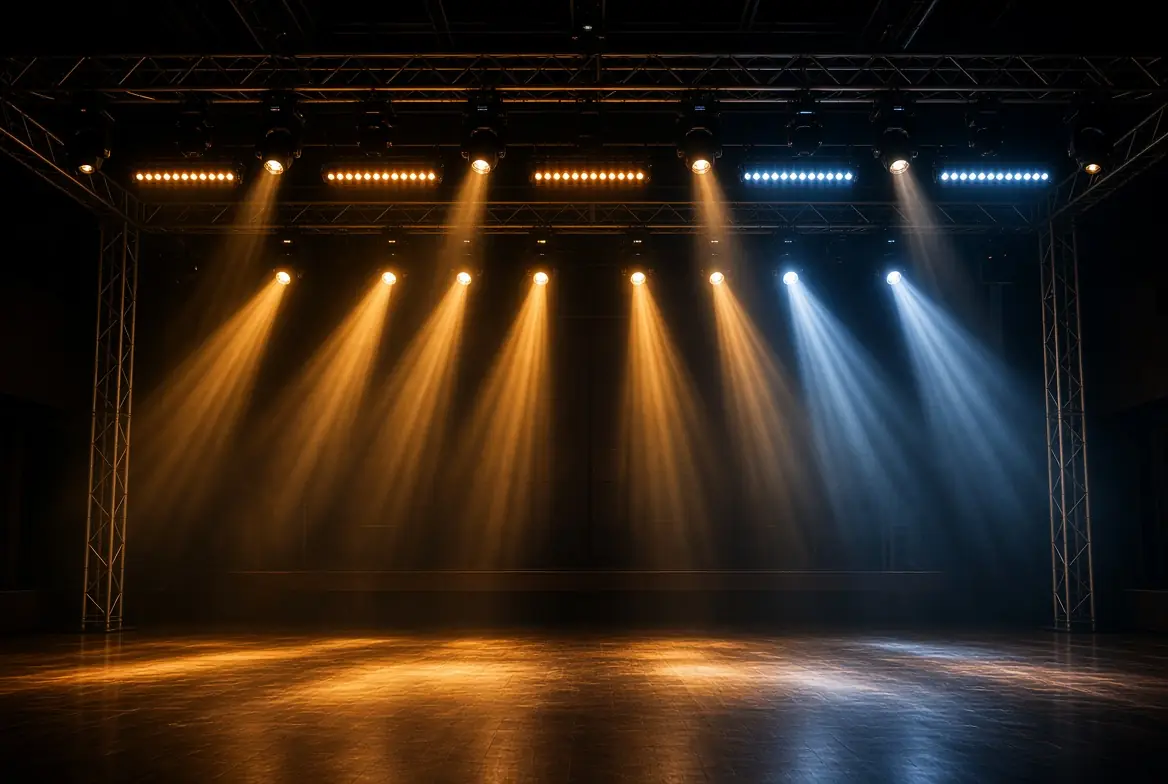 Barras de luz sobre una pista
