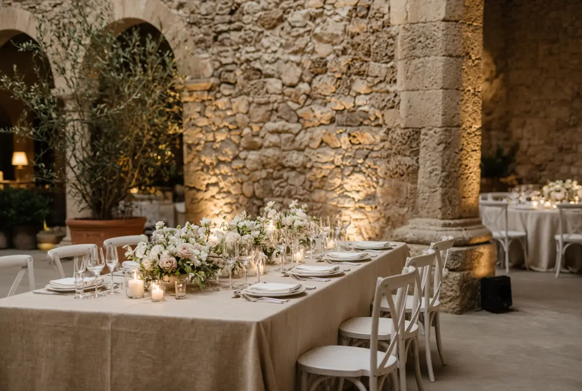 Banquete con iluminación de ambiente