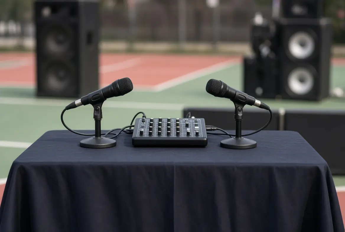Micros de megafonía para un evento deportivo
