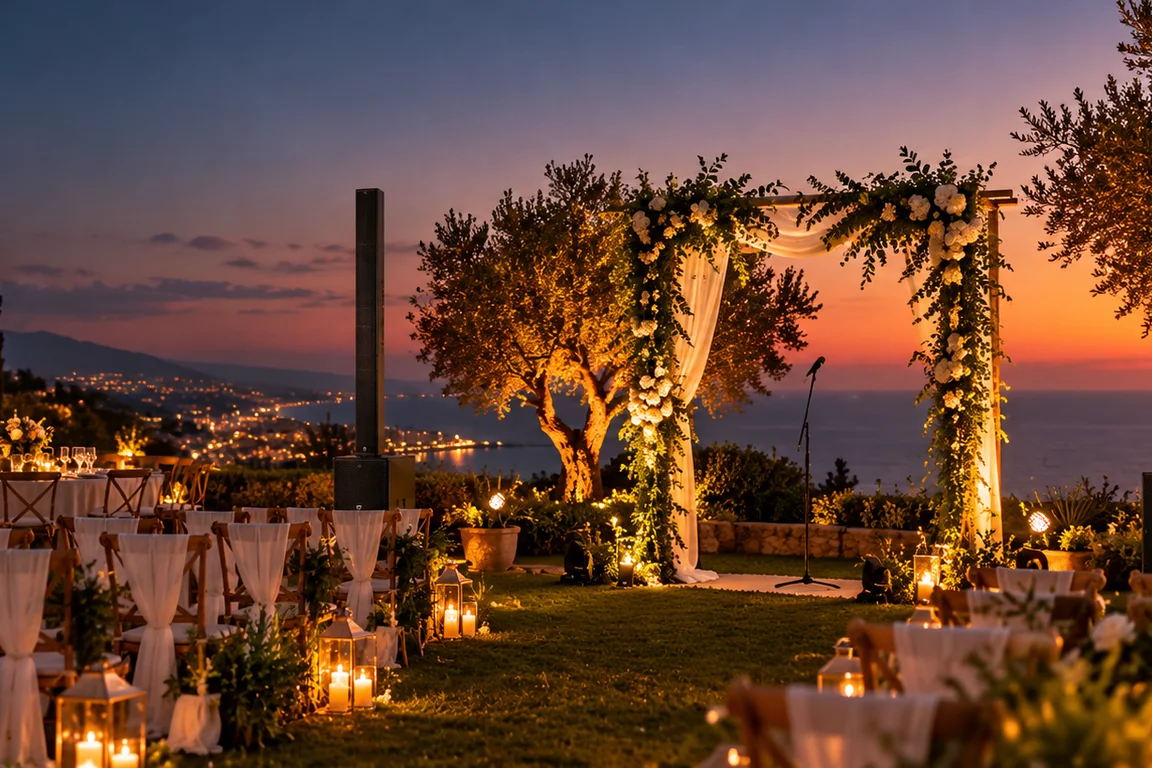 Sonido e iluminación profesional para bodas al aire libre